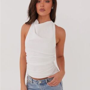Peppermayo White Draped Halter Neck Camisole